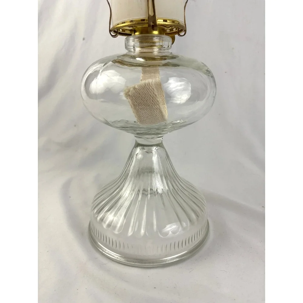Vintage‎ Clear Glass Hurricane Oil Lamp Frosted Chimney Kerosene Lantern